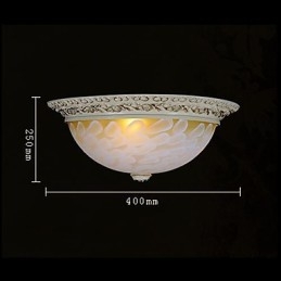 Lampada da soffitto bianca con motivo in vetro e resina, intaglio in oro, classica europea