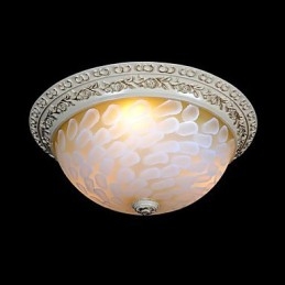 Lampada da soffitto bianca con motivo in vetro e resina, intaglio in oro, classica europea