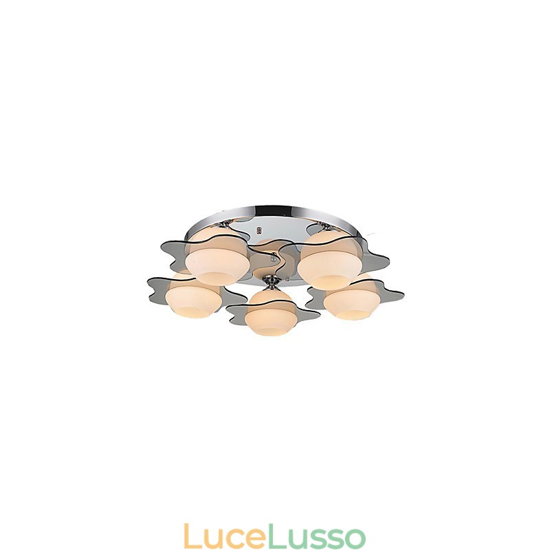 Moderna plafoniera a filo 5 luci in metallo contemporaneo