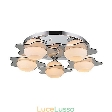 Moderna plafoniera a filo 5 luci in metallo contemporaneo Moderna plafoniera a filo 5 luci in metallo contemporaneo