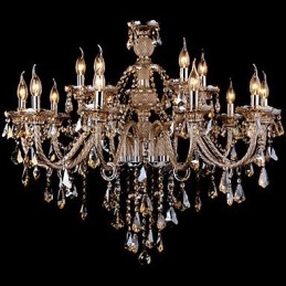 Lampadario in cristallo color cognac lusso moderno 2 livelli soggiorno 15 luci
