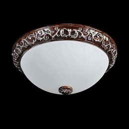Lampada da soffitto in vetro e resina, in argento, intagliata, classica europea