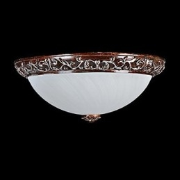 Lampada da soffitto in vetro e resina, in argento, intagliata, classica europea