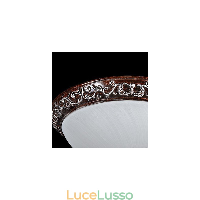 Lampada da soffitto in vetro e resina, in argento, intagliata, classica europea