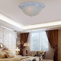 Lampada da soffitto bianca in vetro e resina intagliata classica europea