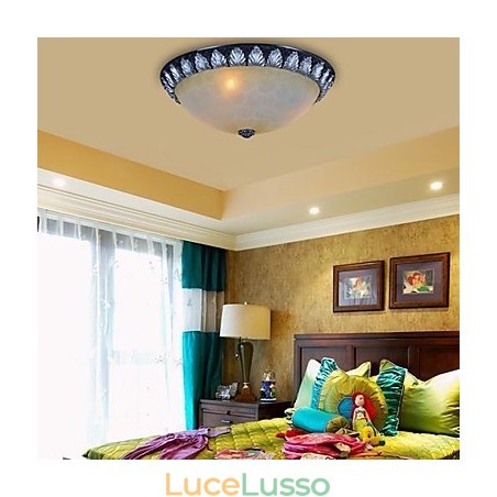 Lampada da soffitto con motivo in vetro e resina, in argento, intagliata, classica europea Lampada da soffitto con motivo in vetro e resina, in argento, intagliata, classica europea