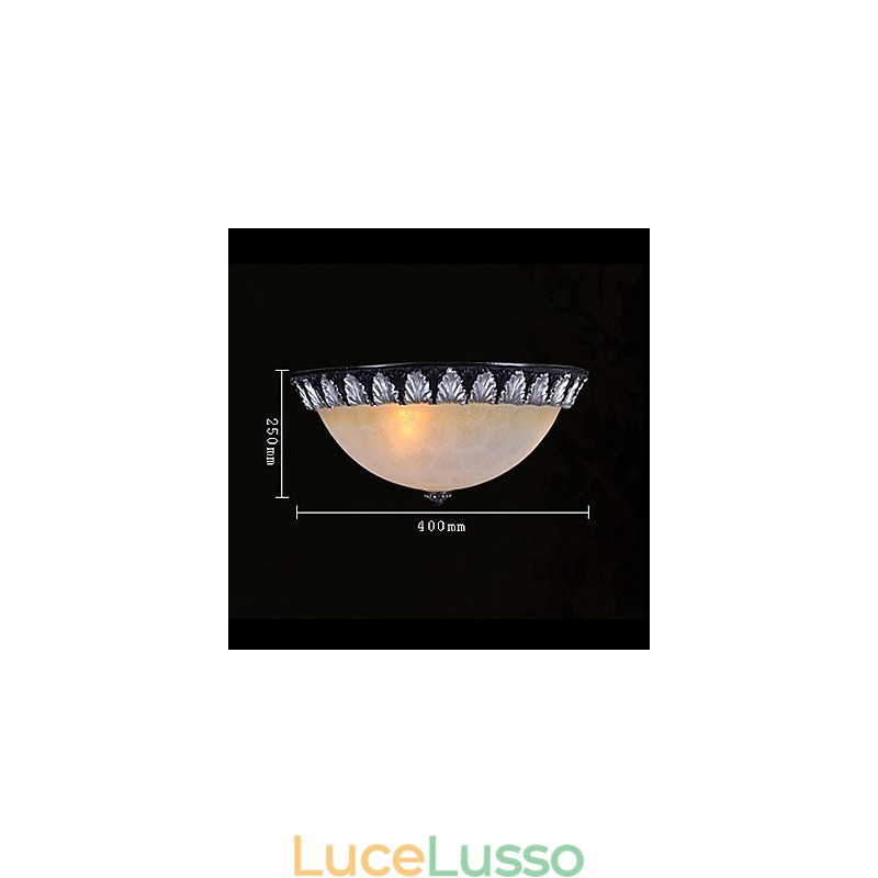 Lampada da soffitto con motivo in vetro e resina, in argento, intagliata, classica europea