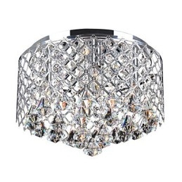 Lampada da soffitto in cristallo contemporaneo con 4 luci e paralume in metallo