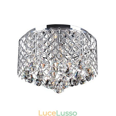 Lampada da soffitto in cristallo contemporaneo con 4 luci e paralume in metallo Lampada da soffitto in cristallo contemporaneo con 4 luci e paralume in metallo