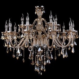 Lampadario in cristallo color cognac lusso moderno 2 livelli soggiorno 15 luci