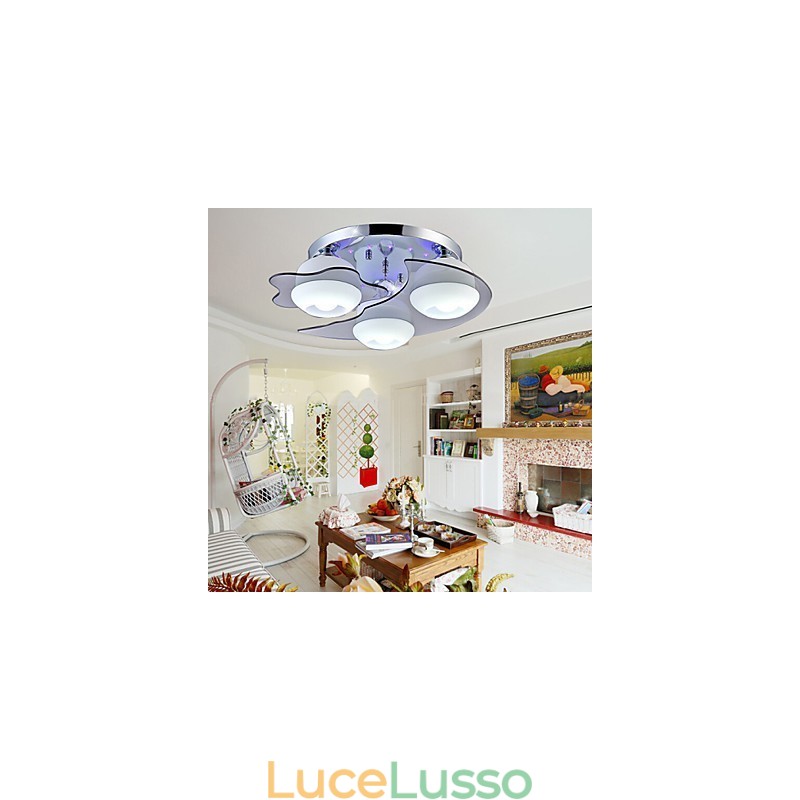 Lampada da soffitto a 3 luci moderna moda contratto bianco acciaio inossidabile metallo