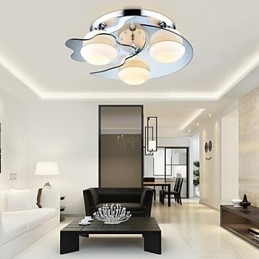 Lampada da soffitto a 3 luci moderna moda contratto bianco acciaio inossidabile metallo