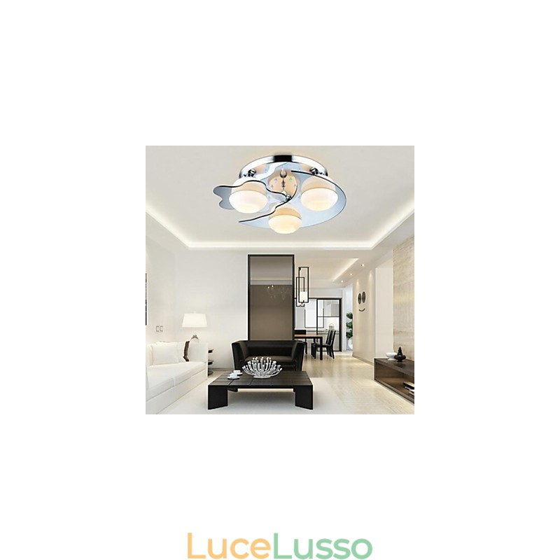 Lampada da soffitto a 3 luci moderna moda contratto bianco acciaio inossidabile metallo