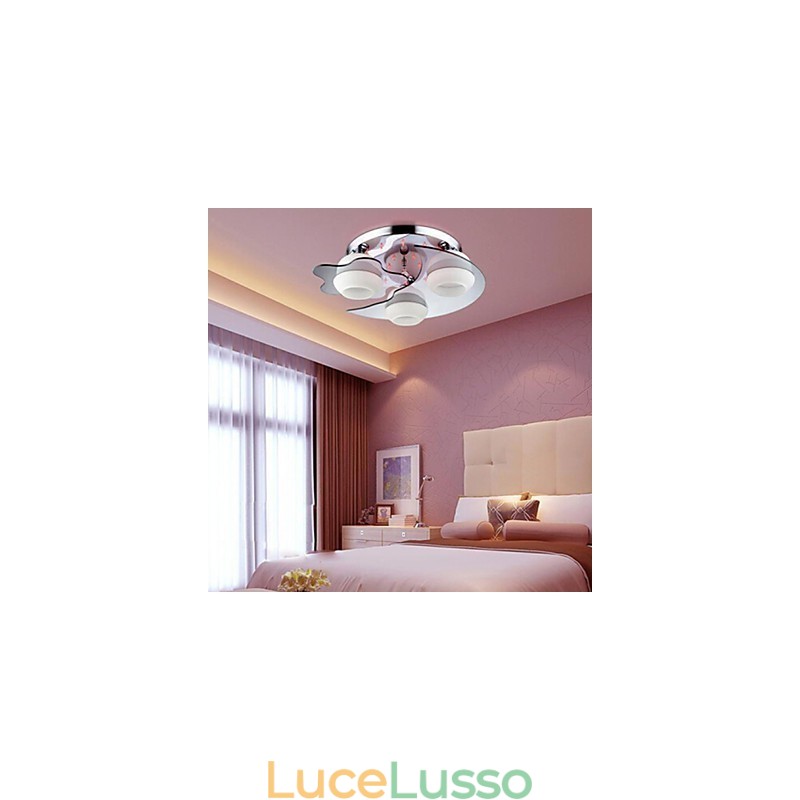 Lampada da soffitto a 3 luci moderna moda contratto bianco acciaio inossidabile metallo