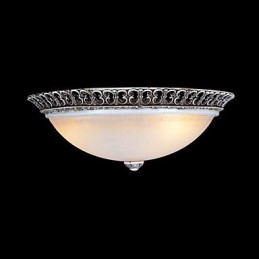 Lampada da soffitto in vetro con montatura a filo marrone scuro, motivo in resina, intaglio classico europeo