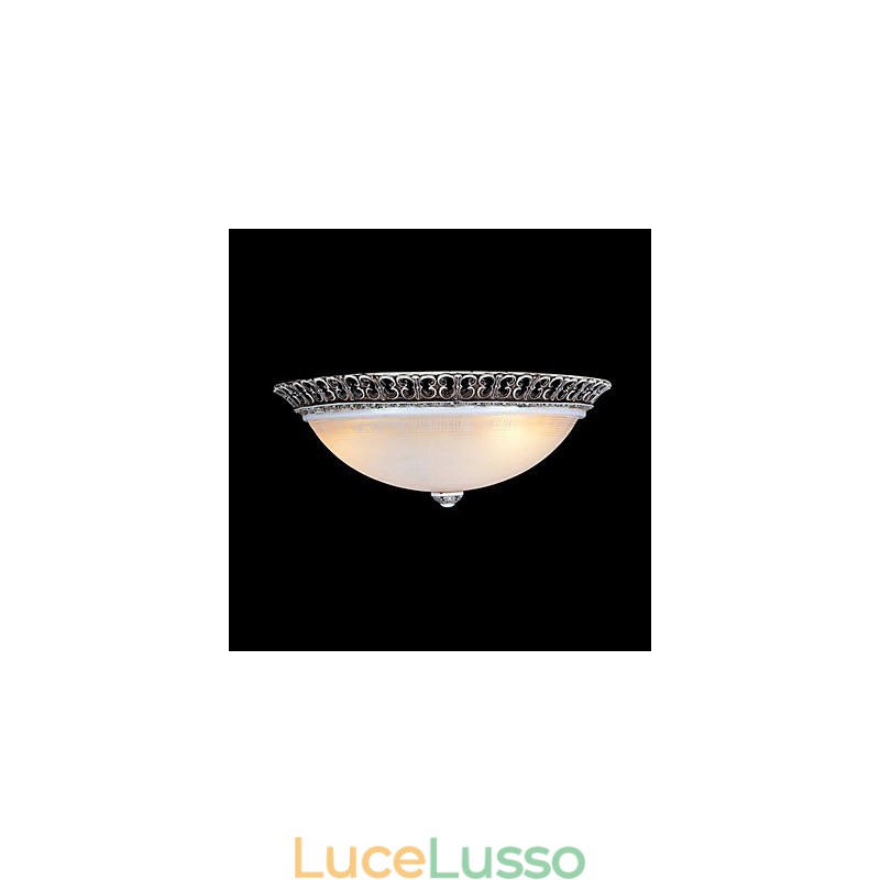 Lampada da soffitto in vetro con montatura a filo marrone scuro, motivo in resina, intaglio classico europeo