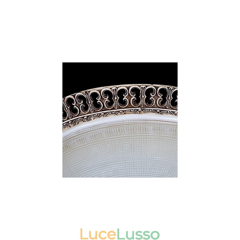 Lampada da soffitto in vetro con montatura a filo marrone scuro, motivo in resina, intaglio classico europeo