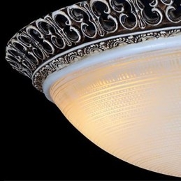 Lampada da soffitto in vetro con montatura a filo marrone scuro, motivo in resina, intaglio classico europeo