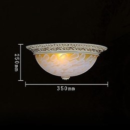 Lampada da soffitto bianca con motivo in vetro e resina, intaglio in oro, classica europea