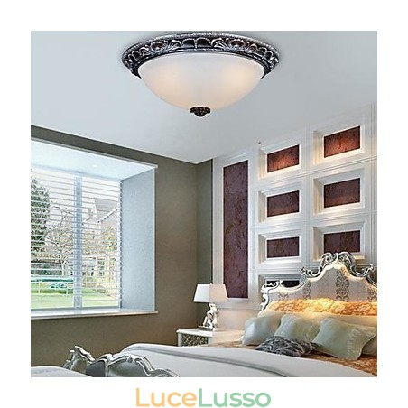 Lampada da soffitto in vetro, resina, argento, intaglio, retrò, classico europeo Lampada da soffitto in vetro, resina, argento, intaglio, retrò, classico europeo