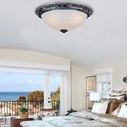 Lampada da soffitto in vetro, resina, argento, intaglio, retrò, classico europeo