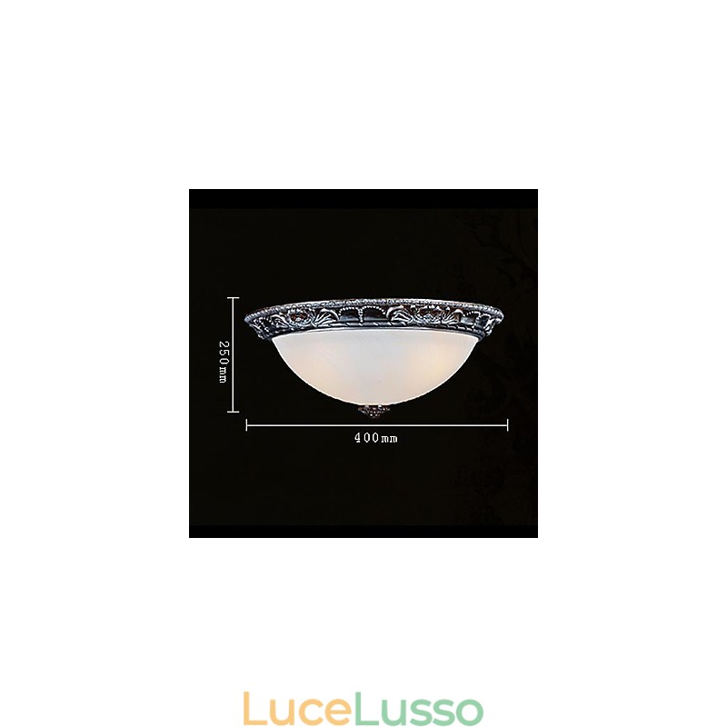 Lampada da soffitto in vetro, resina, argento, intaglio, retrò, classico europeo