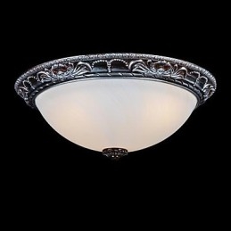 Lampada da soffitto in vetro, resina, argento, intaglio, retrò, classico europeo