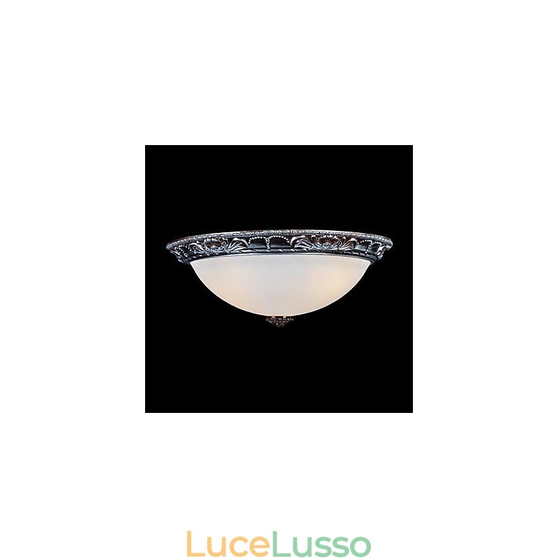 Lampada da soffitto in vetro, resina, argento, intaglio, retrò, classico europeo