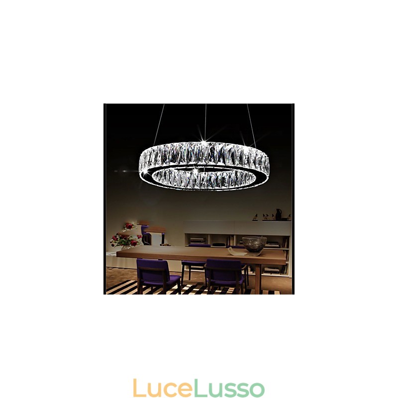 Lampadari di cristallo Illuminazione Moderna Anelli Singoli K9 Grandi lampade da soffitto per interni in cristallo