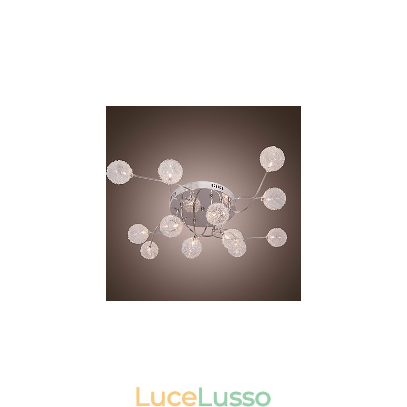 Lampada da soffitto G4 12 luci in ferro con paralumi in alluminio
