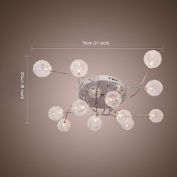 Lampada da soffitto G4 12 luci in ferro con paralumi in alluminio
