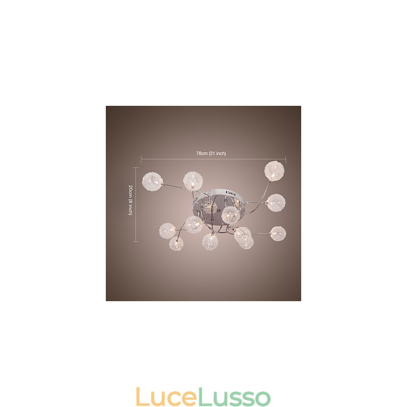 Lampada da soffitto G4 12 luci in ferro con paralumi in alluminio