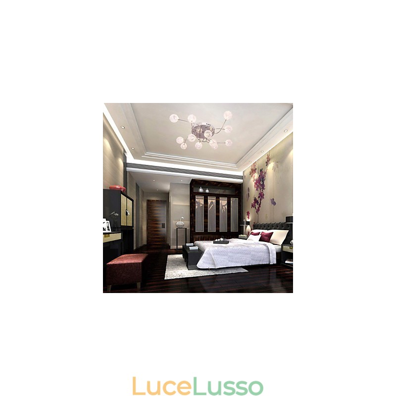Lampada da soffitto G4 12 luci in ferro con paralumi in alluminio
