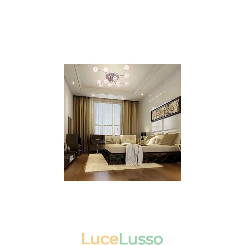 Lampada da soffitto G4 12 luci in ferro con paralumi in alluminio