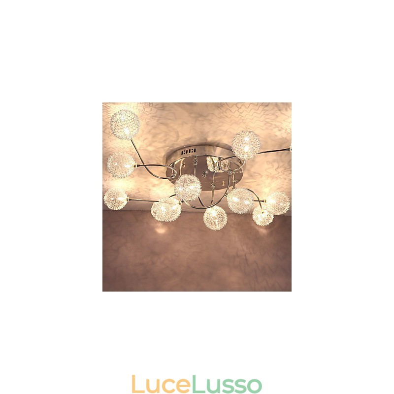 Lampada da soffitto G4 12 luci in ferro con paralumi in alluminio