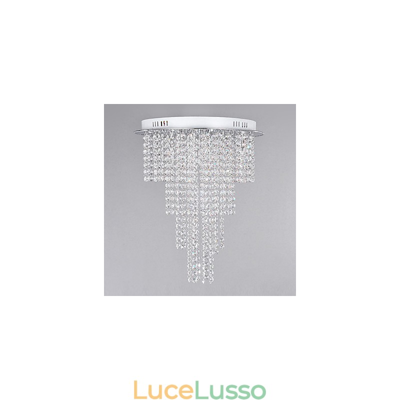 Lampada da soffitto in cristallo a 8 luci, galvanica in metallo contemporanea
