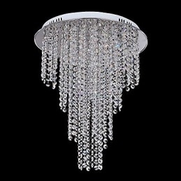 Lampada da soffitto in cristallo a 8 luci, galvanica in metallo contemporanea
