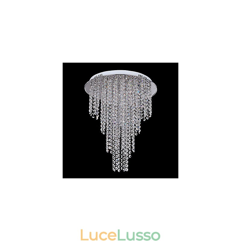 Lampada da soffitto in cristallo a 8 luci, galvanica in metallo contemporanea