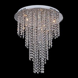 Lampada da soffitto in cristallo a 8 luci, galvanica in metallo contemporanea