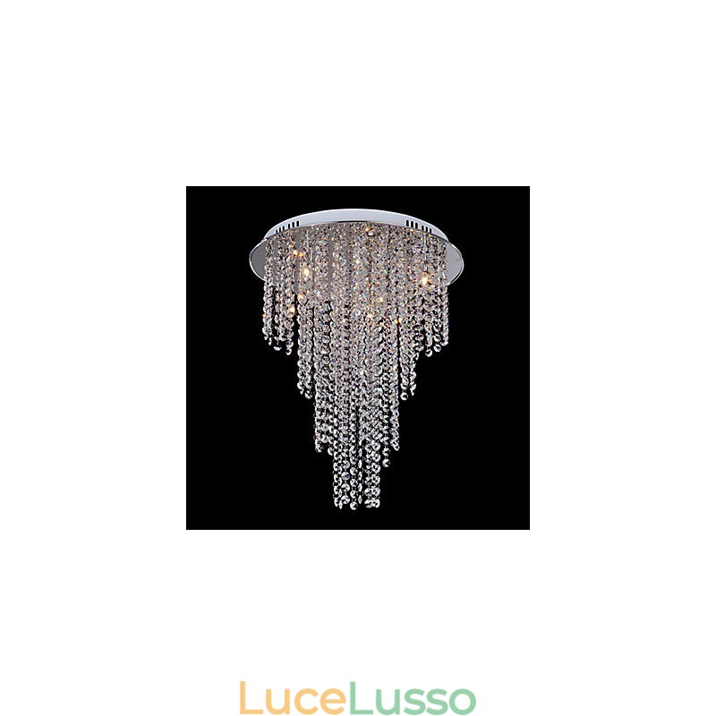 Lampada da soffitto in cristallo a 8 luci, galvanica in metallo contemporanea