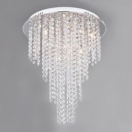 Lampada da soffitto in cristallo a 8 luci, galvanica in metallo contemporanea