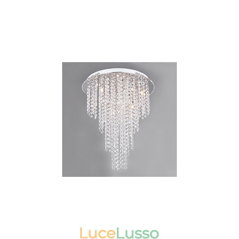 Lampada da soffitto in cristallo a 8 luci, galvanica in metallo contemporanea