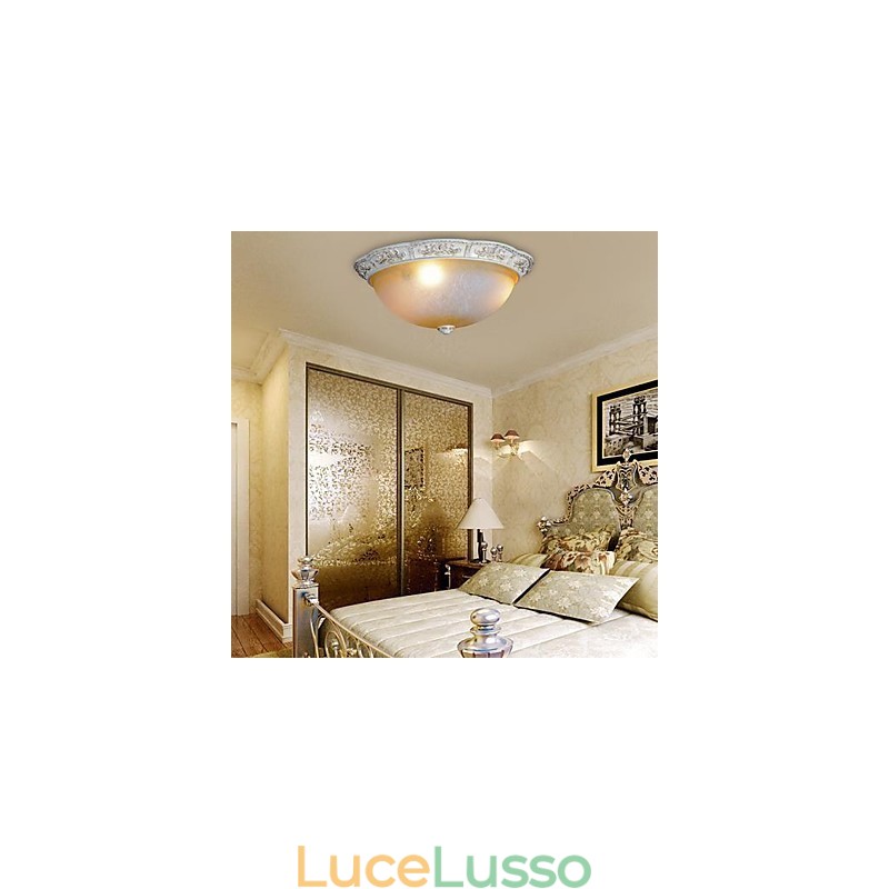 Bianco Montaggio a filo Giallo chiaro Vetro bianco Resina Modello Intaglio Classico europeo