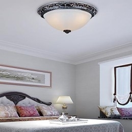 Lampada da soffitto in vetro, resina, argento, intaglio, retrò, classico europeo