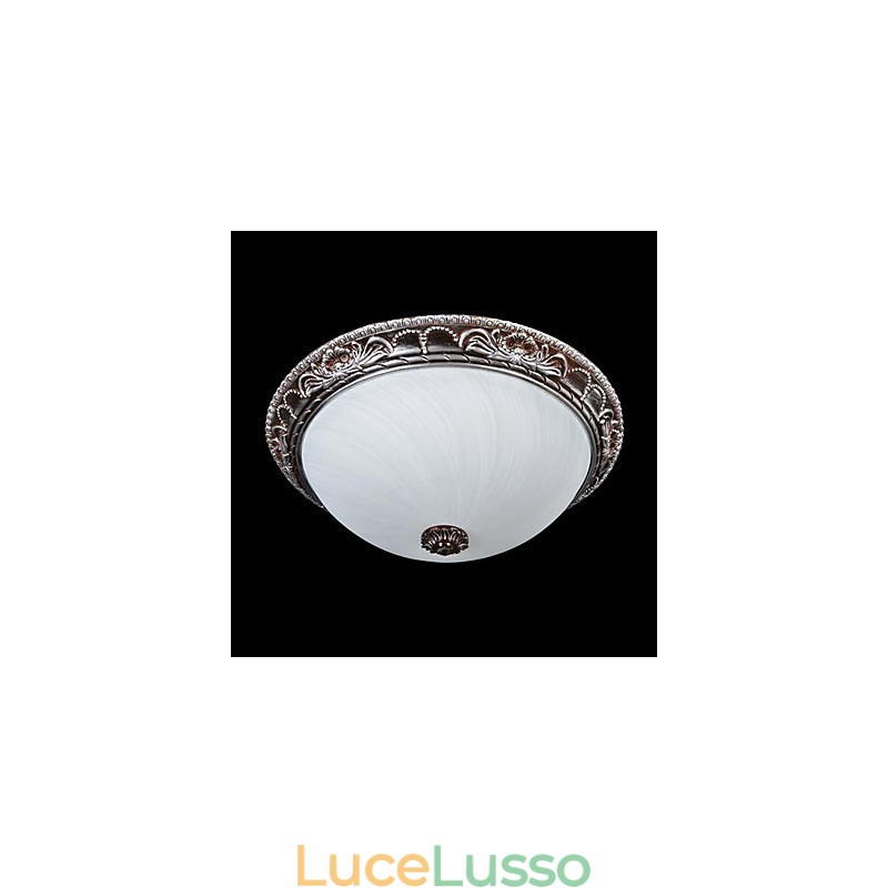 Lampada da soffitto in vetro, resina, argento, intaglio, retrò, classico europeo
