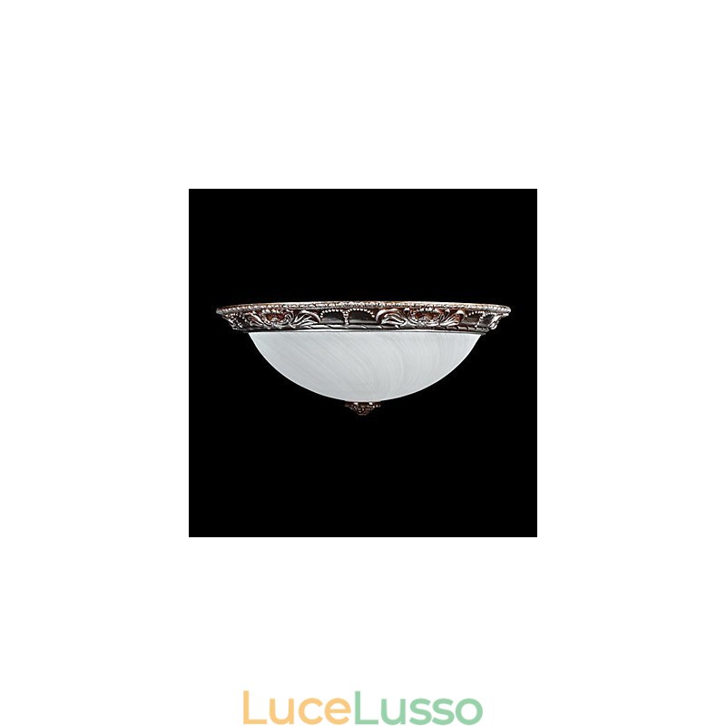 Lampada da soffitto in vetro, resina, argento, intaglio, retrò, classico europeo