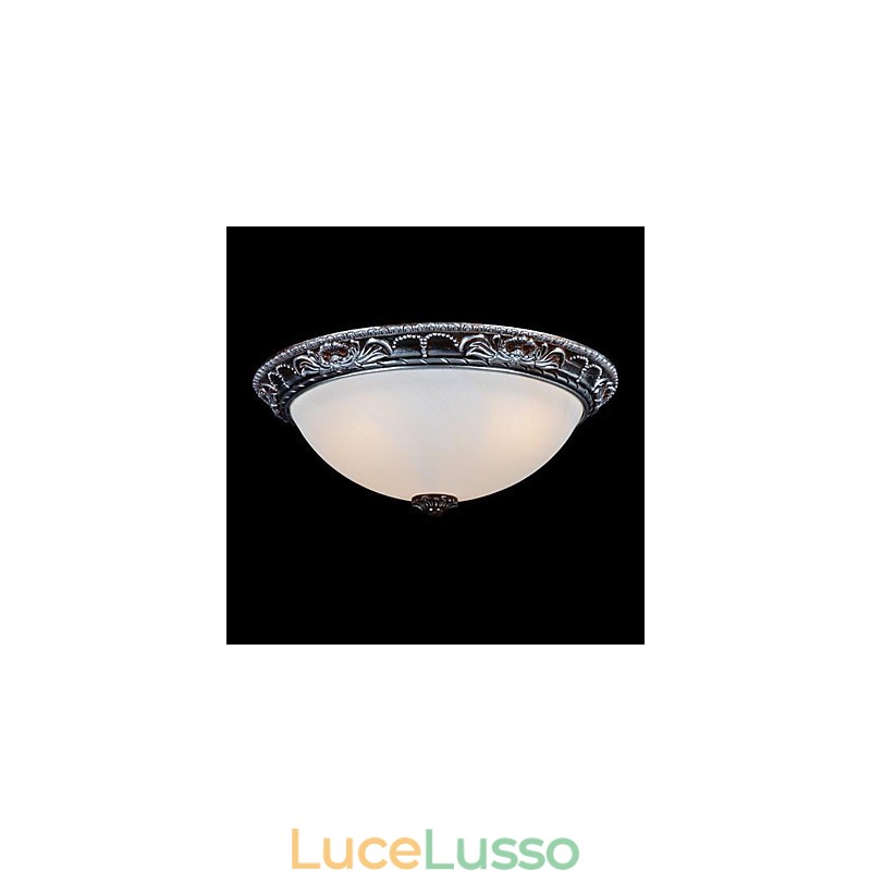 Lampada da soffitto in vetro, resina, argento, intaglio, retrò, classico europeo