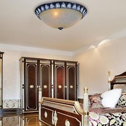 Lampada da soffitto con motivo in vetro e resina, in argento, intagliata, classica europea