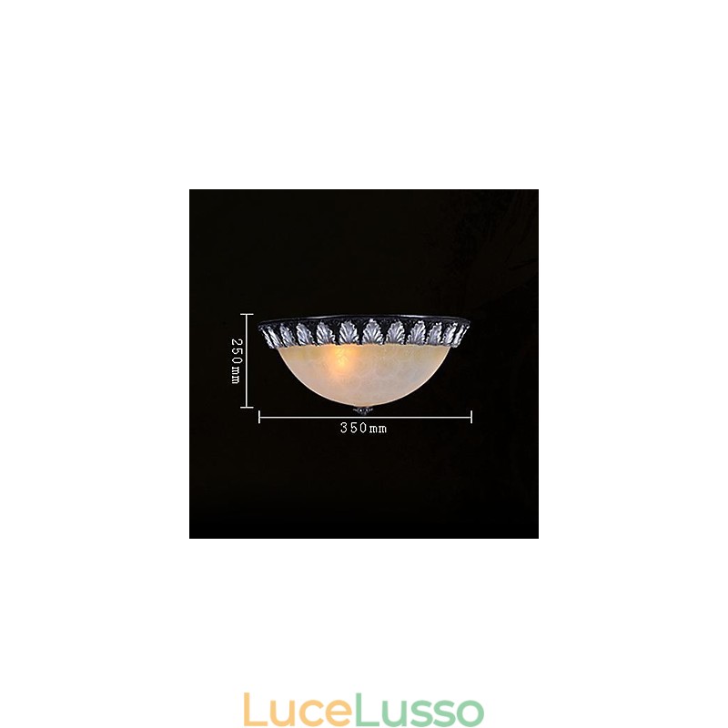 Lampada da soffitto con motivo in vetro e resina, in argento, intagliata, classica europea