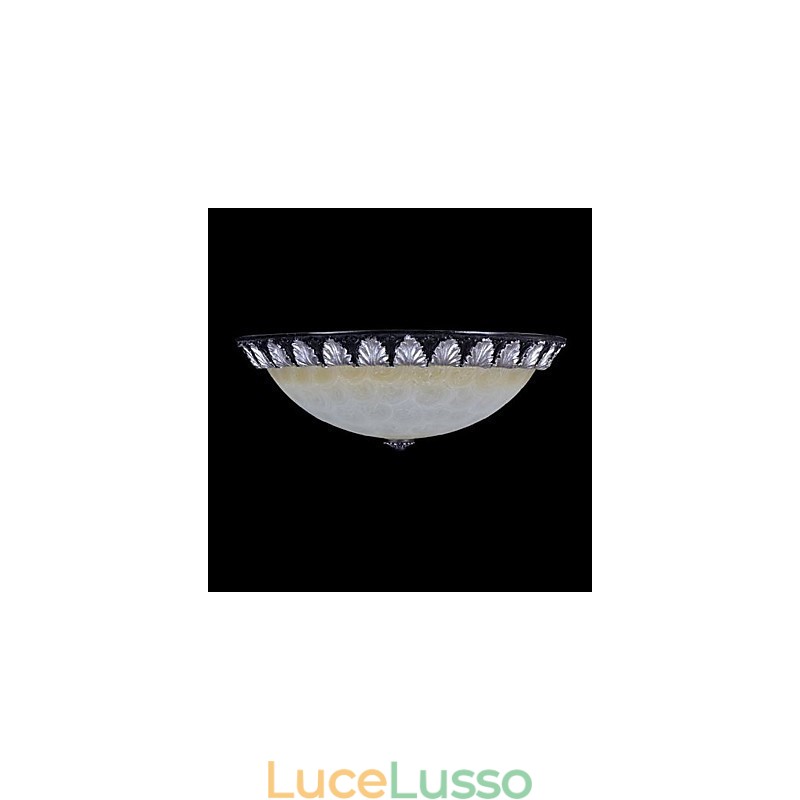 Lampada da soffitto con motivo in vetro e resina, in argento, intagliata, classica europea
